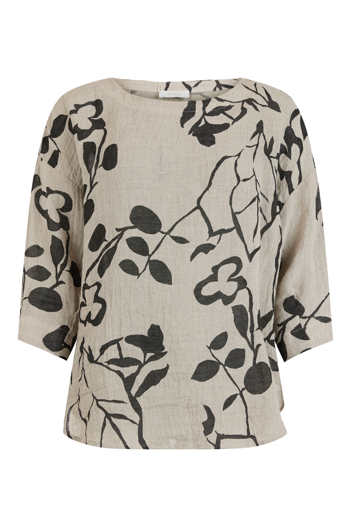 Noen Sand Textured Top With Leaf Print