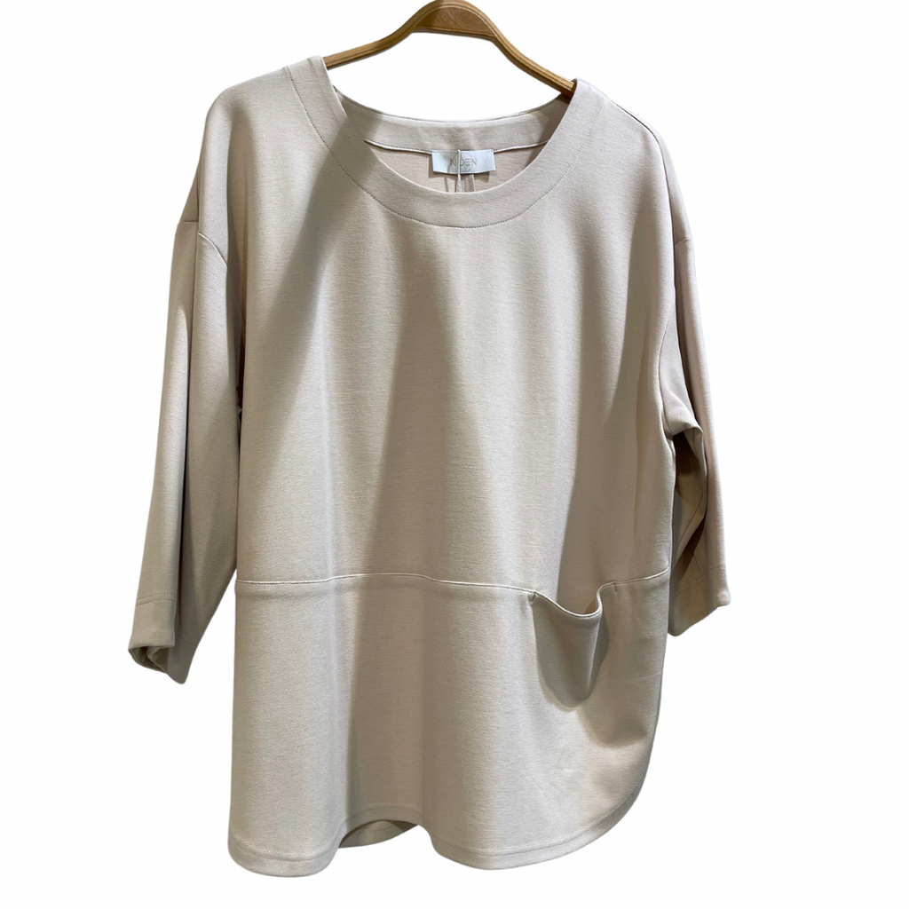 Get ready to turn heads with this scoop neckline top, crafted in a luxurious sand jersey mix fabric. Designed with perfection in mind, the bracelet length sleeves are darted to shape, ensuring a flawless fit. 